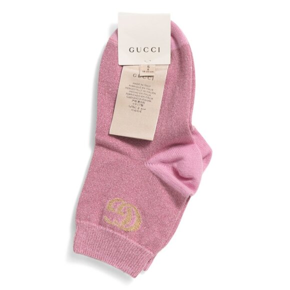 GUCCI Pink Made In Italy Super Soft Metallic Logo Socks - Picture 1 of 2